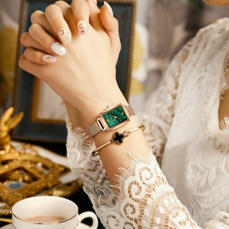 POEDAGAR 여성 시계 일본 석영 운동 고품질 방수 숙녀 시계 스테인레스 스틸 메쉬 로즈 골드 간단한 시계