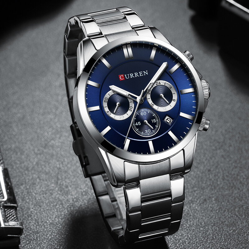 Neue CURREN Uhr Männer Top Marke Luxus Quarz Sport Uhr Mens Casual Military Armbanduhr Edelstahl Uhr Mit Chronograph