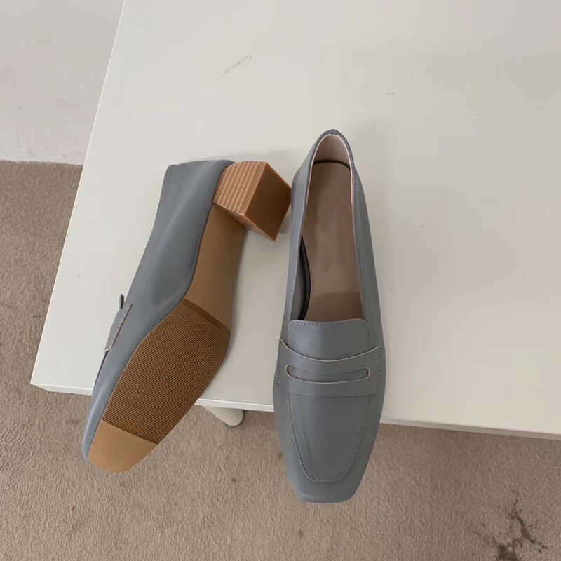 Toppies-zapatos de tacón bajo de piel sintética para mujer, calzado vintage de oficina, moda coreana