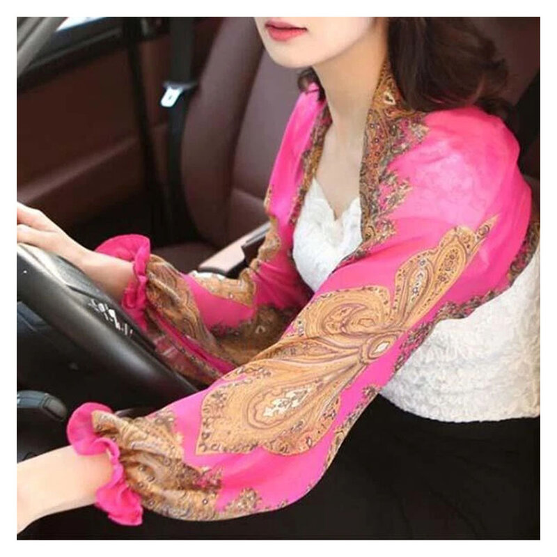 UV-proof Sleeve Shawl Breathable Sunproof Printed Women Sleeve Shawl Sun Protection for Oudtoor Riding Driving Arm Sleeves Cool