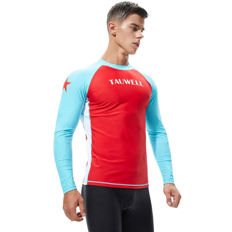 2022 new men's surfing suit long-sleeved sunscreen swimsuit comfortable stretch snorkeling surfing beach suit shirt