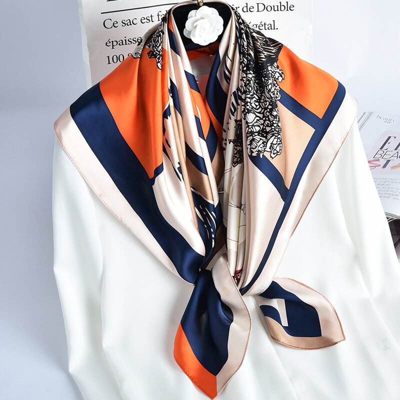 Foulard carré 100% soie véritable pour femme, bandana, écharpe, enveloppe, cadeau de noël