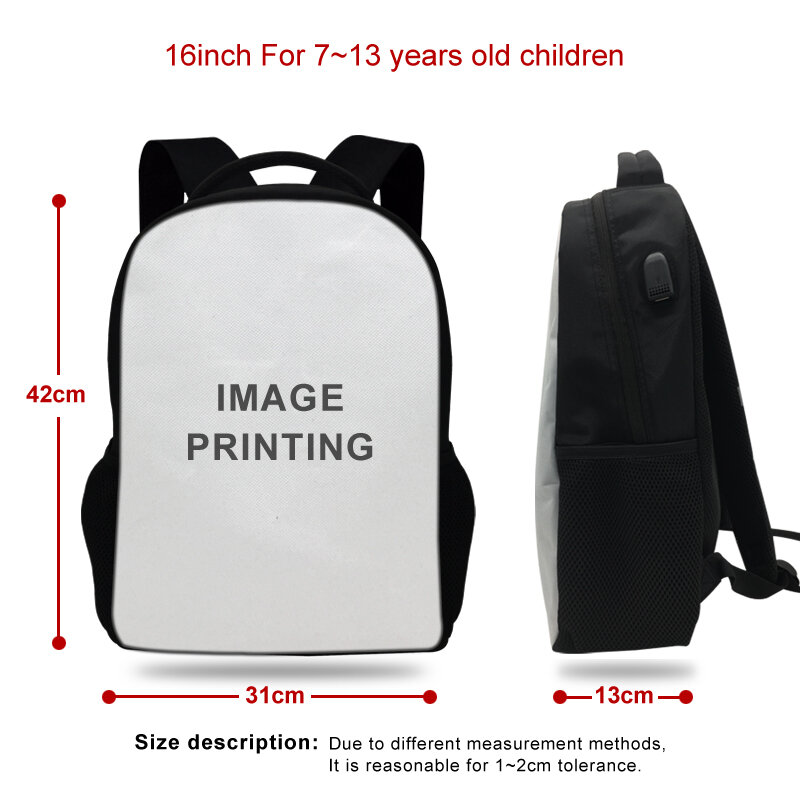 USB Charge Bag Students School Backpack USB Charging School Bags Gizmo Gremlin Print Backpack for Boys Girls