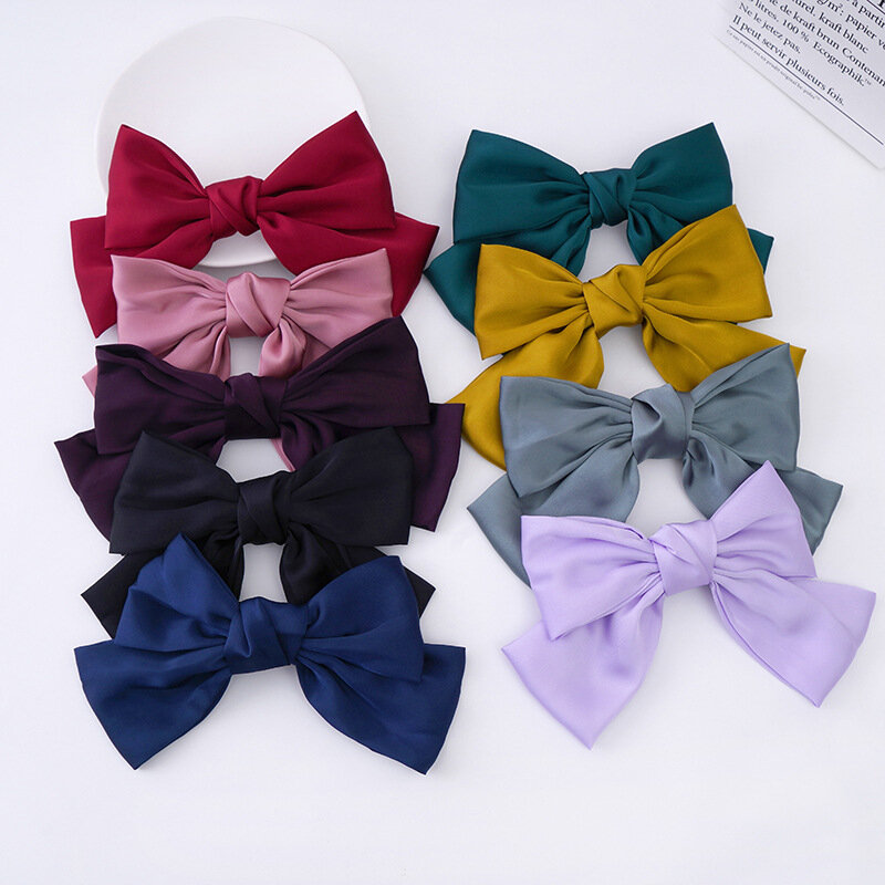 High Quatity Solid Color Bowknot Hairpins For Girls Sweet Women Big Bows Hair Accessories For Women