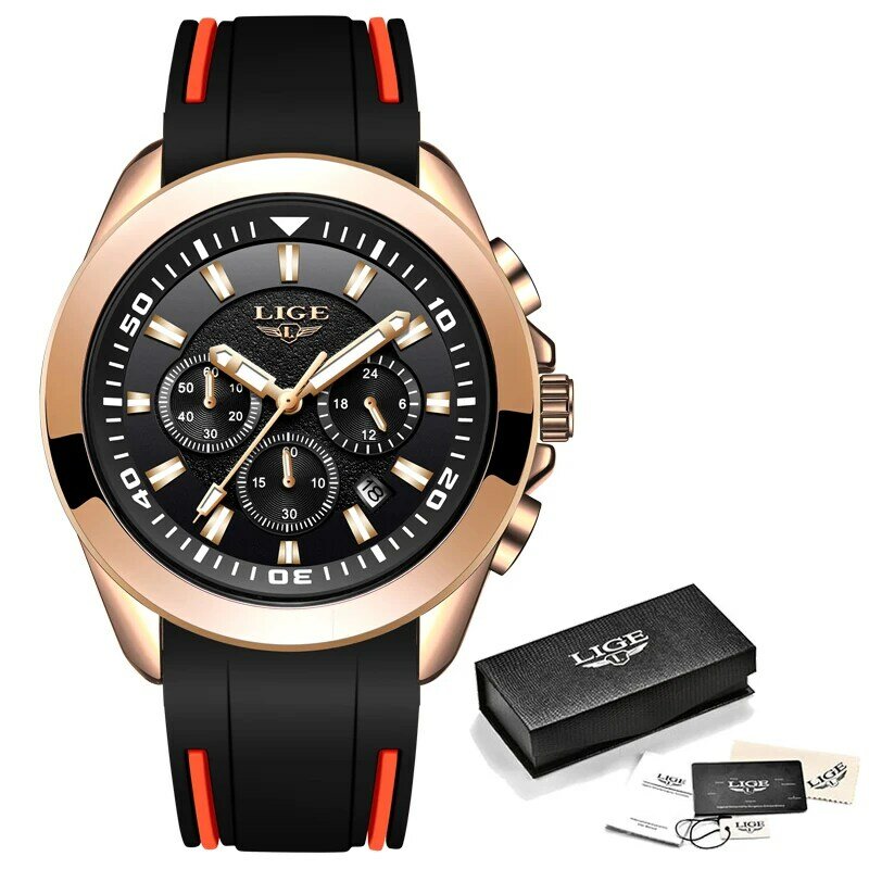Top Luxury Brand LIGE zegarek męski wysokiej jakości sport Chronograph zegarki kwarcowe mężczyźni wodoodporny zegar mężczyzna prezent Relogio Masculino