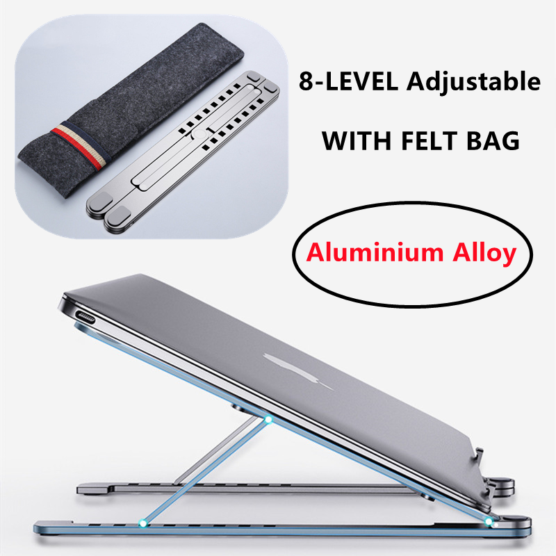 Nuovo supporto di raffreddamento a 8 livelli pieghevole angolo regolabile in lega di alluminio supporto da tavolo portatile supporto universale per Laptop antiscivolo