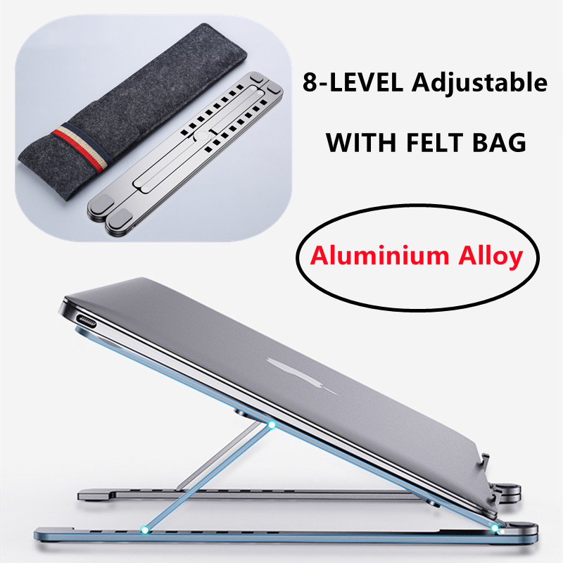 Support de refroidissement en alliage d'aluminium à 8 niveaux, pliable, Angle réglable, support Portable de bureau universel antidérapant pour ordinateur Portable