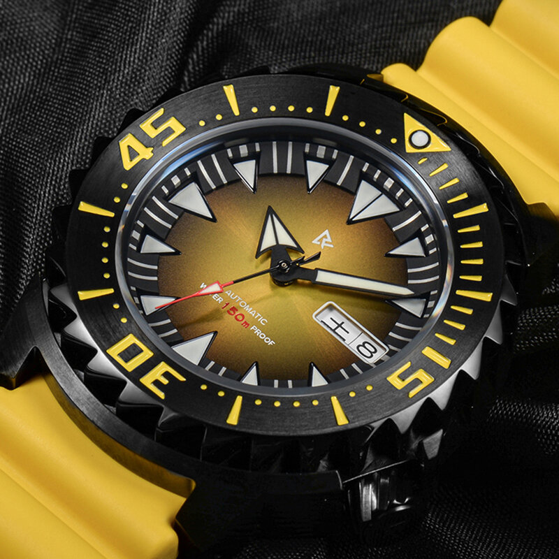 Retangula RDUNAE Monster NH36A-Reloj Automático para hombre, cristal de zafiro luminoso, 150M, reloj de buceo resistente al agua, relojes mecánicos