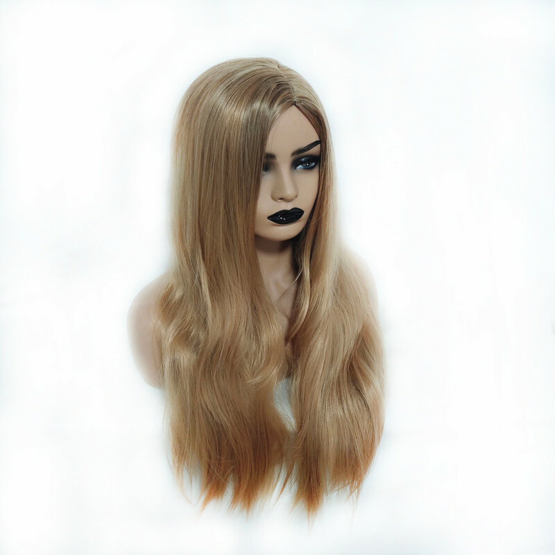 Peluca de cabello Natural para niña, pelo sintético de fiesta, largo, liso, resistente, de fibra rubia, para Cosplay, 2021