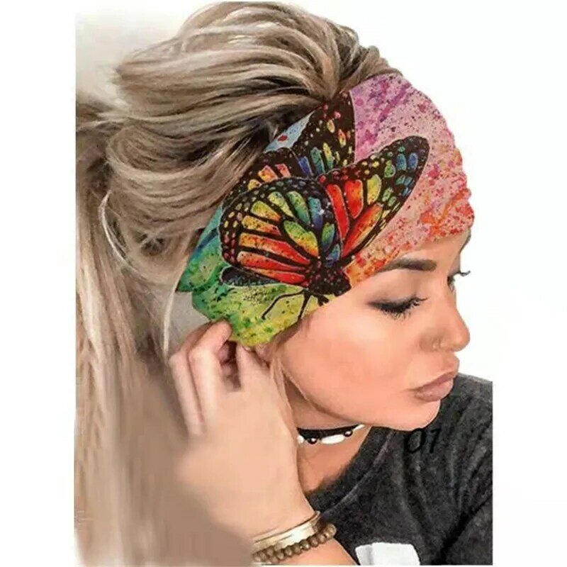 2021 heißer Verkauf Böhmen Kopfschmuck Frauen Stretch Headwear Stirnbänder Verband Stretch Mädchen Breite Haar Bands Headwrap Schal Haarbänder