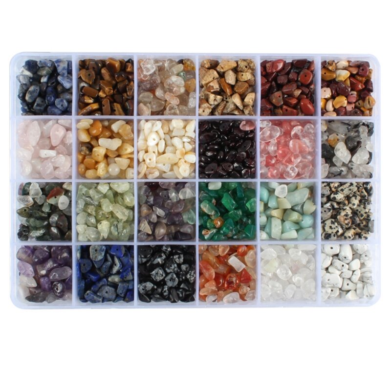 Accesorios para manualidades DIY de piedra Natural Irregular, combinación de cuentas de piedras preciosas, 24 rejillas, pulsera, fabricación de pendientes, arte L41B