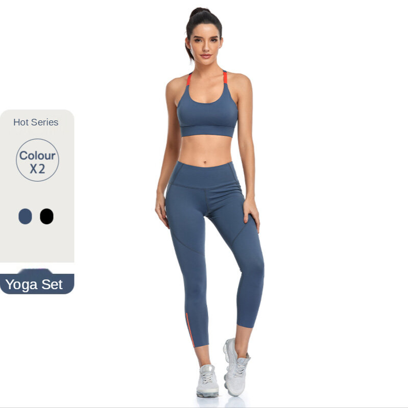 Бесшовный Женский комплект нижнего белья для йоги, тренировочная спортивная одежда, аксессуары для спортзала, женские быстросохнущие высо...
