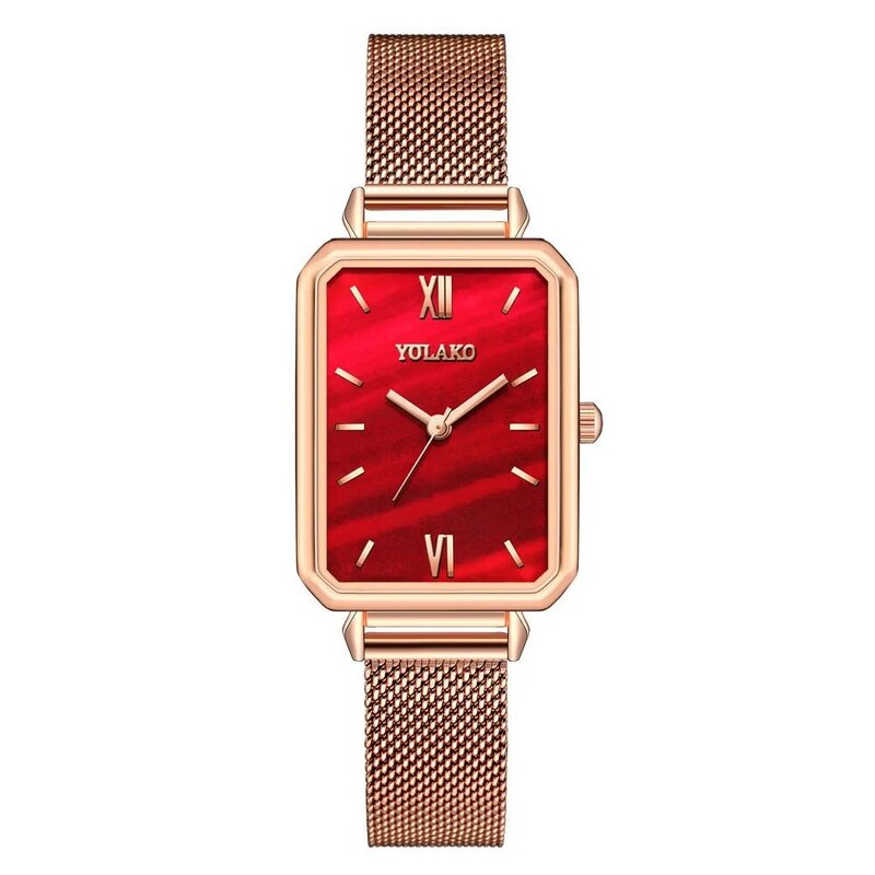 高級ブランドローズゴールド5色スクエア磁気ミラノストラップ女性レディース腕時計防水クォーツ時計時計レロジオfeminino