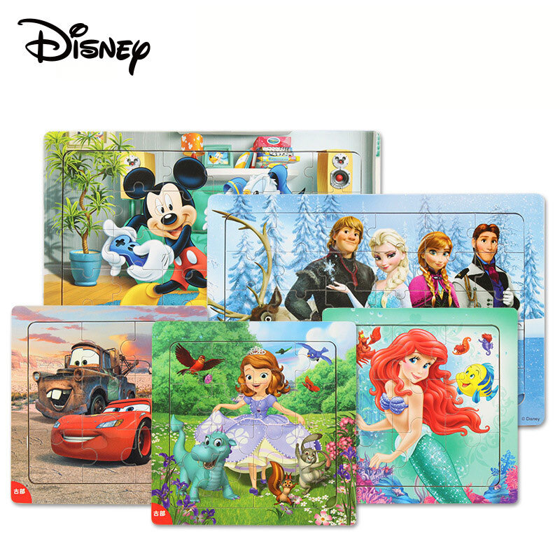 Disney pixar carros mcqueen 9 peças 16 peças 30 peças, combinação de quadro de madeira quebra-cabeça para enviar brinquedos educativos infantis