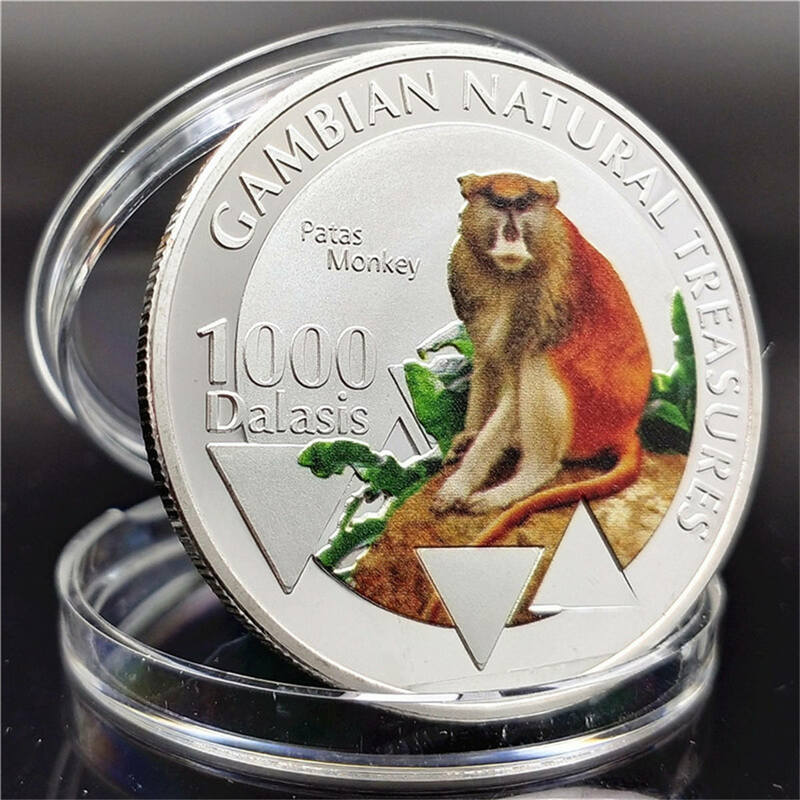 حيوان عملة الكونغو محظوظ القرد الأحمر المحيط هدية تذكارية عملة ميدالية الفضة عملة الحرف المقتنيات