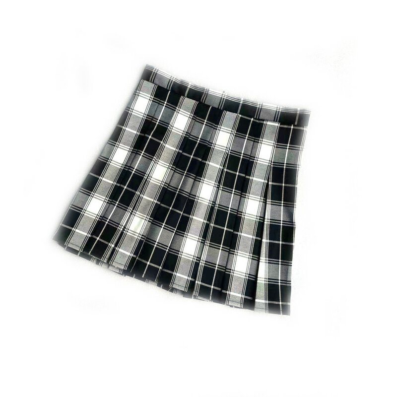 Saias plissadas para mulheres de cintura alta curta verão saias das mulheres xadrez preto branco mini bonito…
