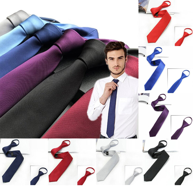 Corbata Noble de lujo para hombre, trajes formales para boda, fiesta, negocios, moda conveniente, corbatas con cremallera, corbata estrecha, regalos
