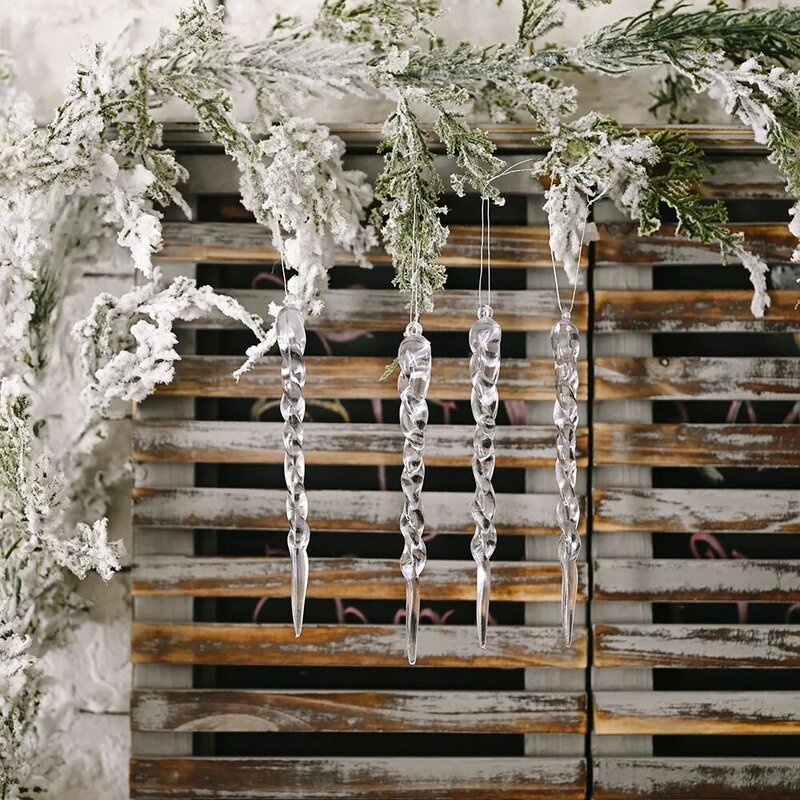Simulation de glace suspendue pour arbre de noël, 13cm, 12 pièces, fausse décoration pour fête d'hiver, nouvel an