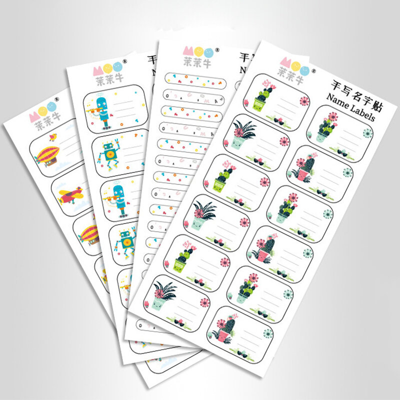68Pcs Stationery Label Waterproof Hand Write Name Blank Sticker Marker Kids Book DIY Tags Gift Box Decor Hand Account Stickers