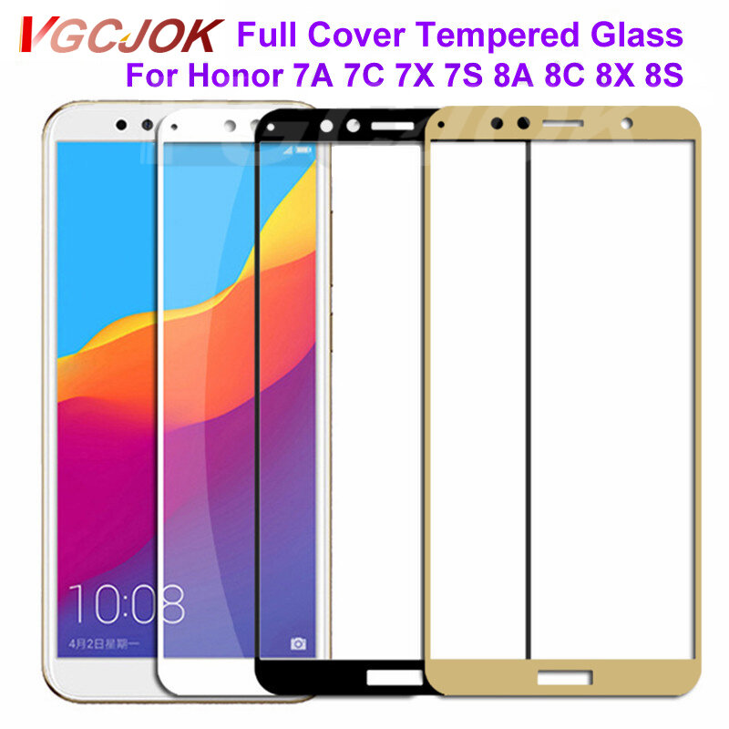 9D Protective Glass on the For Huawei Honor 9 10 Lite 7A 7C Pro 7X 7S 8X 8A 8S Tempered Screen Protector Glass Safety Film Case