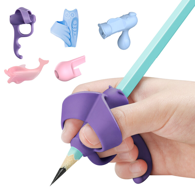 USHARE 6 개/대 연필 홀더 키즈 필기 아기 쓰기 펜 보조 도구 쓰기 및 교정 Siliconce 펜 그립