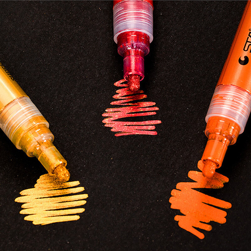 Pennarelli Super metallici a 6 colori pennarello impermeabile lucido dorato per scarpe in ceramica modello in tela di vetro in tessuto metallico