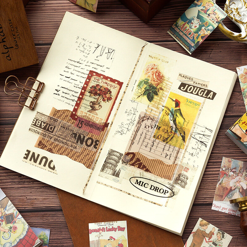 50 Lembar/Pak Zephyr Tahun Bab Seri Retro Stiker Kecil Buku Kreatif DIY Jurnal Sampah Dekorasi Stiker