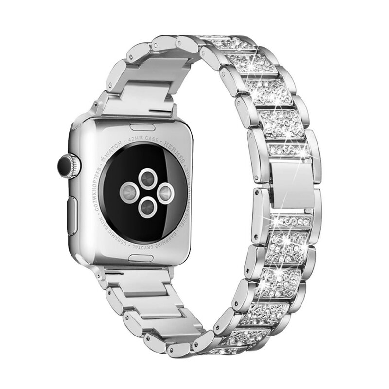 Pulseira de aço inoxidável para apple watch 6 se 40mm 44mm 38mm 42mm pulseira de diamante feminino para iwatch série 5 4 3 2 pulseira
