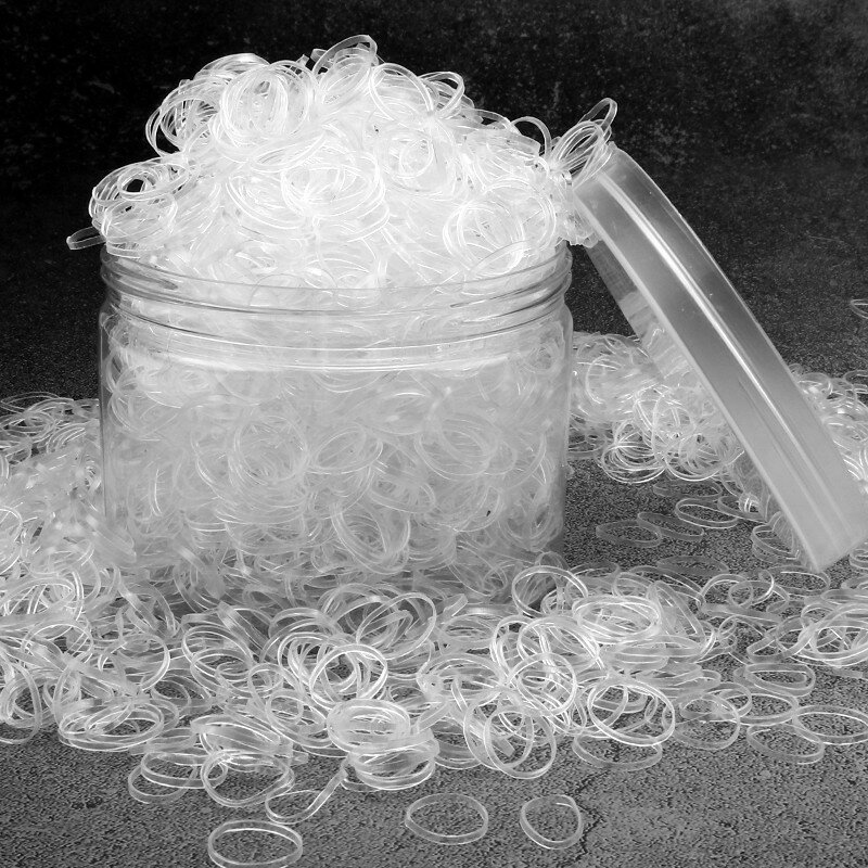 1000 pçs/pacote meninas anel de cabelo elástico transparente banda de borracha crianças rabo de cavalo faixas de cabelo ornamentos acessórios de cabelo descartáveis