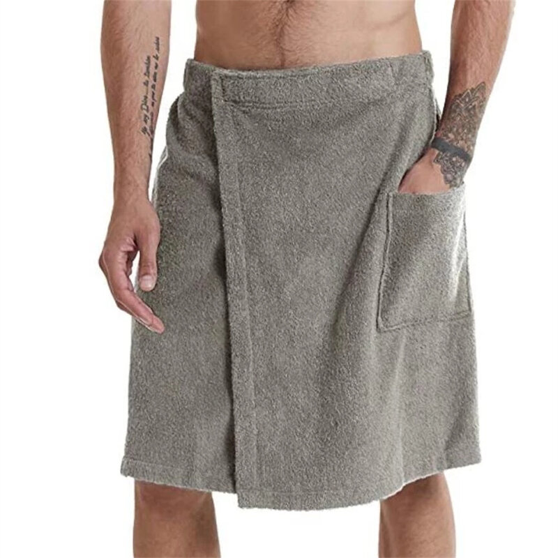 Men Wearable Bathrobes Shower Wrap Super Soft Absorbent Bath Towel Large Size Sauna Gym Swimming Holiday Spa Bath Beach Towel