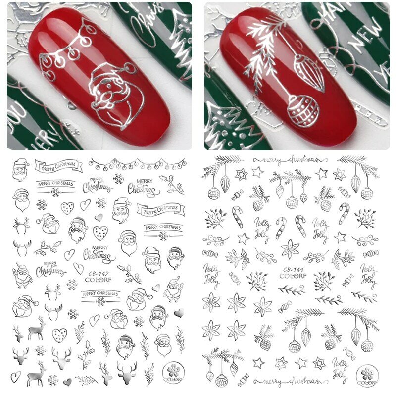 1 peças adesivos para unhas de natal decalques flocos de neve envelopes natal boneco de neve decorações para o inverno unhas manicure ferramentas
