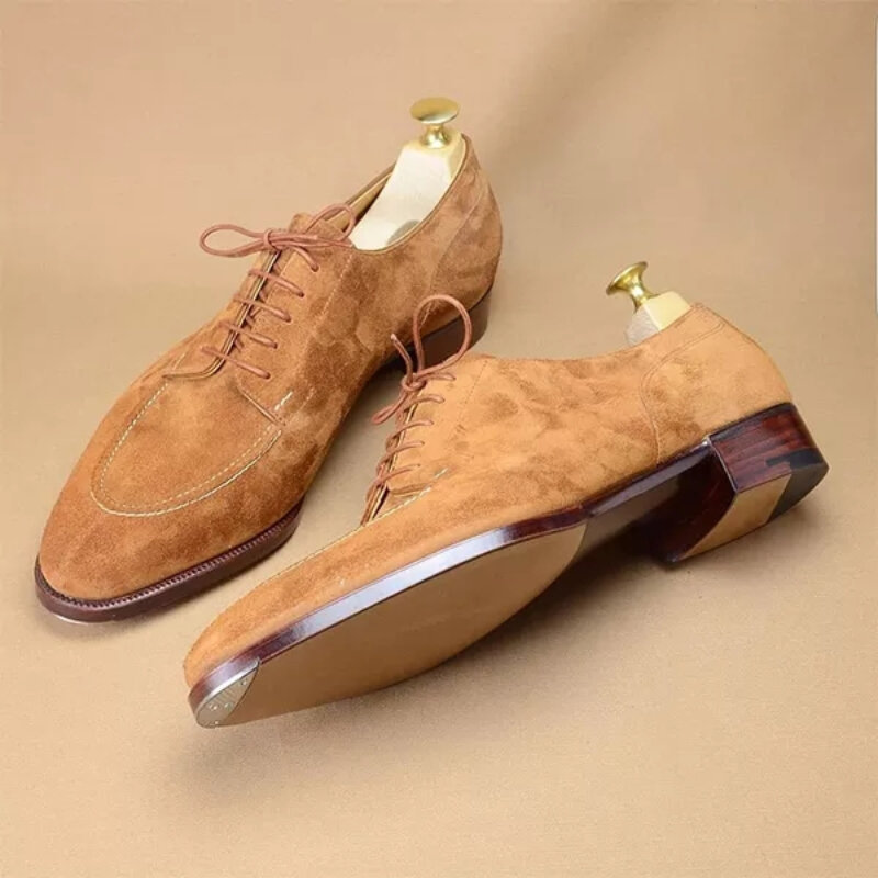 Мужская обувь для офиса на весну осень со шнуровкой из искусственной замши простота Удобная классическая мужская обувь KZ317