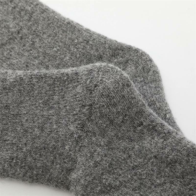 Calcetines de lana para hombre, medias cálidas de Color sólido, súper gruesas, cómodas, de tubo largo, para nieve, invierno, 1 par