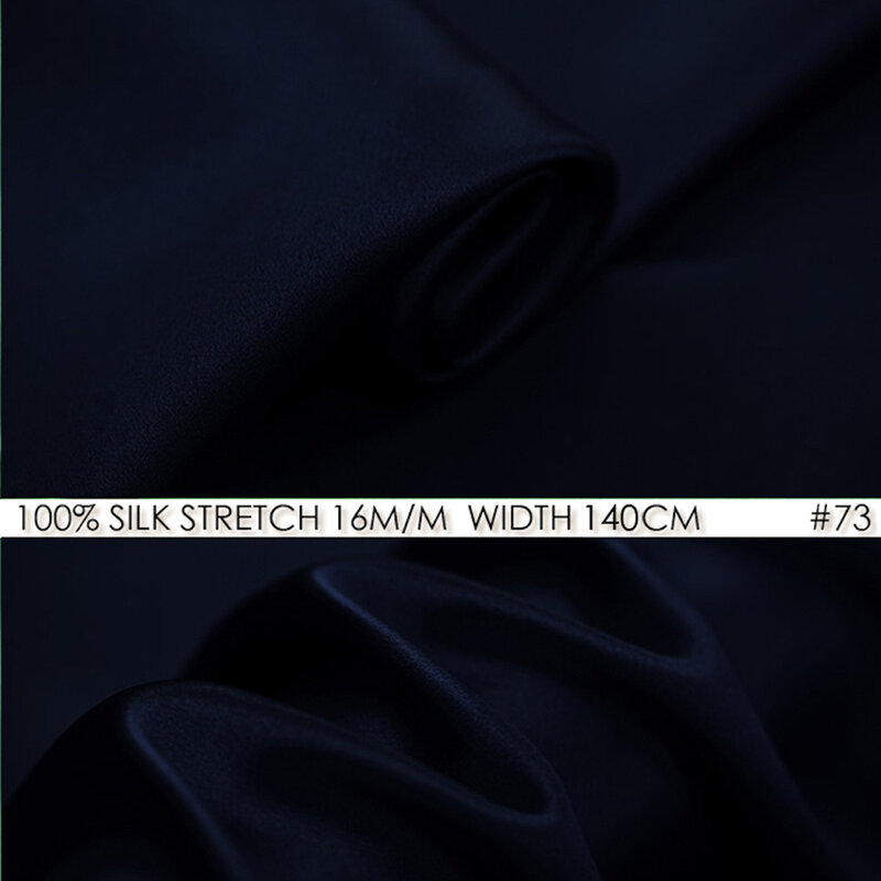 Raso elasticizzato di seta 140cm larghezza 16momme 2021 nuovo design colore blu notte 73