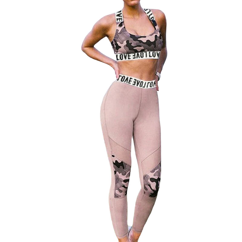2020 neue 2PCS Mode Sommer Frauen Soft Yoga set Schlank Gedruckt Ärmel Weste + Lange Hosen Atmungs Yoga Sportwear anzüge