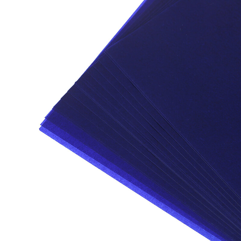 50แผ่นกระดาษคาร์บอน16K/32K/48Kสีฟ้าสองด้านคาร์บอนเครื่องถ่ายเอกสารStencil Transfer Paperเครื่องเขียนกระดาษอุป...
