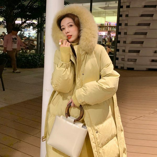 Abrigo de plumón de pato blanco para mujer, Parka gruesa larga, chaqueta de plumón de talla grande con capucha, abrigos de plumón de pelo 90%