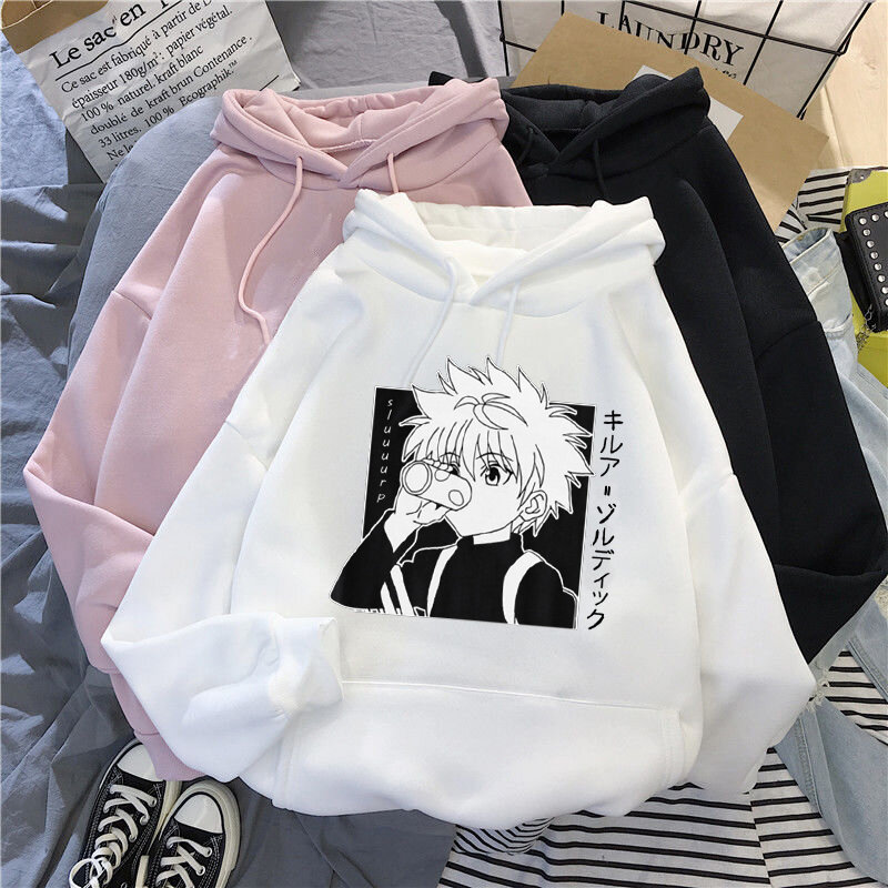 Kawaii hunter x hunter hoodies moletom killua zoldyck anime manga preto hoodies bluzy topos roupas
