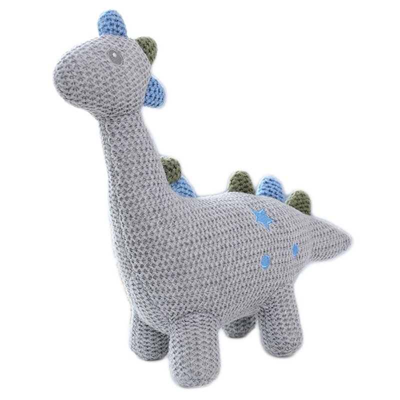 Boneco mordedor de tricô para bebês, brinquedo infantil fofo de desenho animado que acalma crianças pequenas, unicórnio, elefante, dinossauro