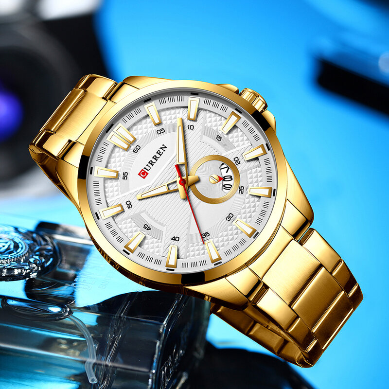 Curren novo pequeno mostrador relógio masculino, design simples relógio casual, relógio de quartzo impermeável masculino com calendário