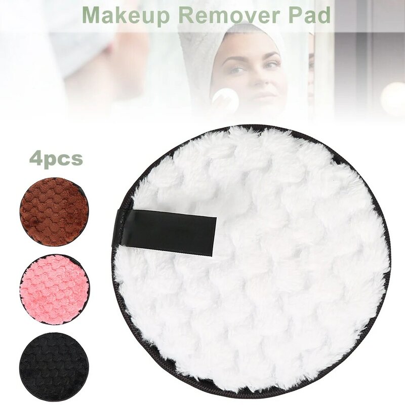 Tampons de nettoyage réutilisables en microfibre, 4 pièces, pour démaquiller le visage, serviettes en coton pelucheux