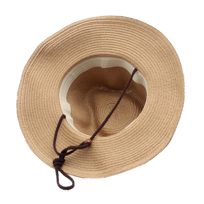 EFINNY męski plażowy przeciwsłoneczny słomkowy kapelusz na zewnątrz kempingowy kapelusz przeciwsłoneczny