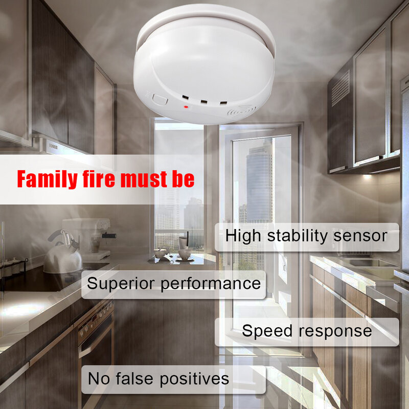 433Mhz Wireless Smoke Detector Sensor Fire Alarm Home SecurityระบบนักดับเพลิงWiFiอิสระSmoke Fire Protection