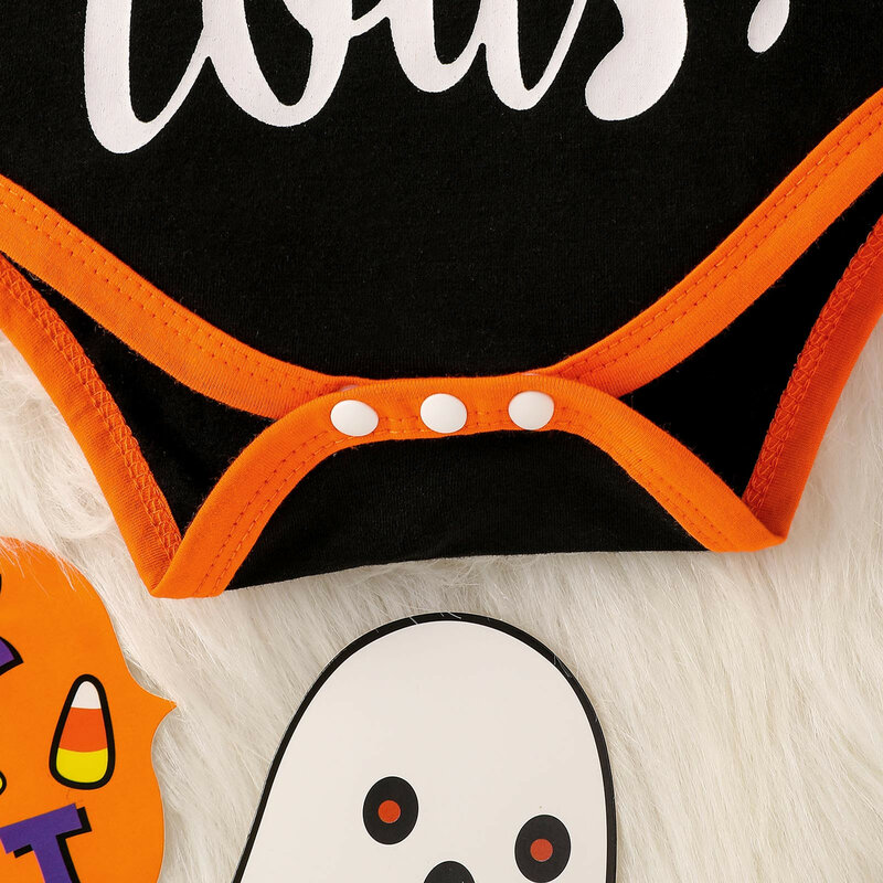 Roupas Para O Bebé Meninas Recém-nascidas Jumpsuit Com Headband Halloween Abóbora Carta Calças Romper + Pant костюм для малыша E1