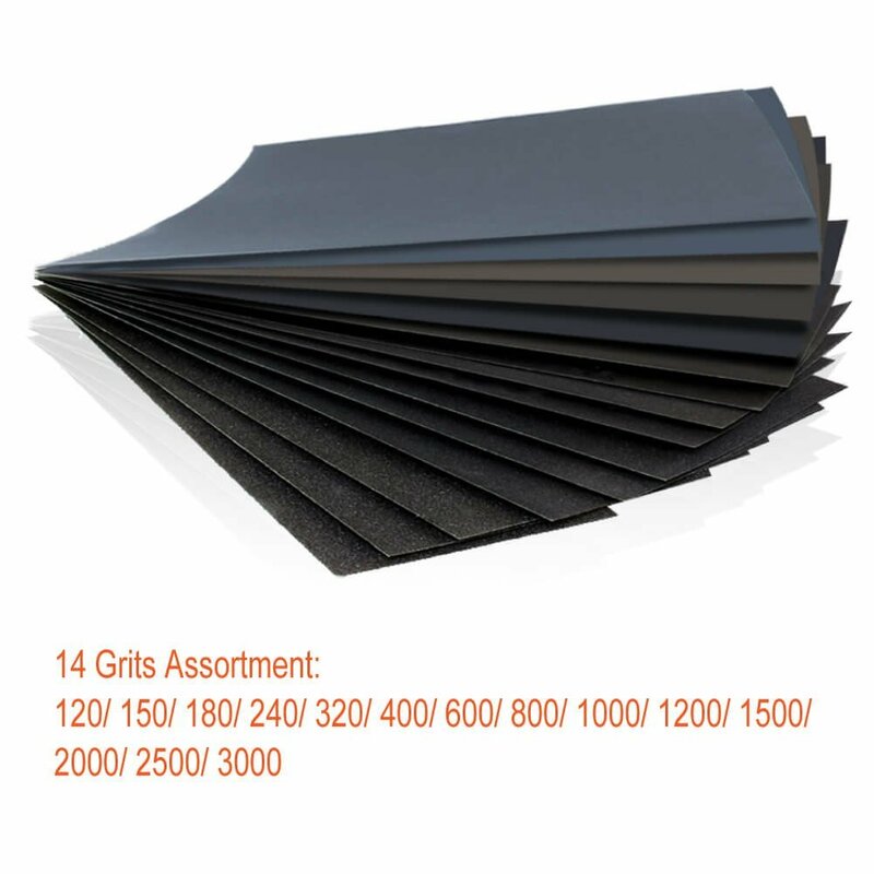 42Pc Wet Dry Sandpaper 120ถึง3000กรวด Assortment Abrasive กระดาษแผ่นสำหรับขัดการตกแต่งเฟอร์นิเจอร์ไม้23*9ซม.