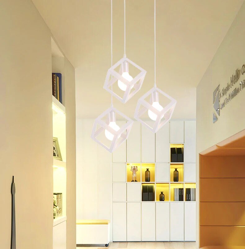 Nowoczesne wisiorek klatka światło żelazne minimalistyczne retro skandynawski w stylu loftowym piramida lampa wisząca metalowa lampa wisząca E27 kryty ZDD0011