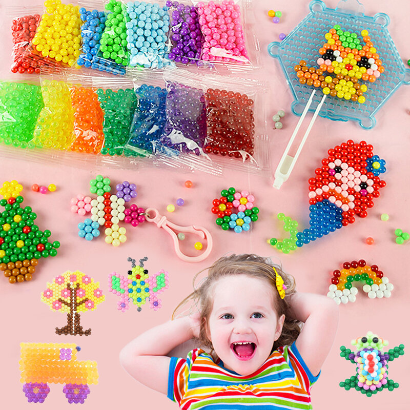 創造的な趣味のための3Dジグソーパズル,600〜11000個,手作りの魔法のアクアビーズ,DIYウォータースプレービーズセット,子供のおもちゃ