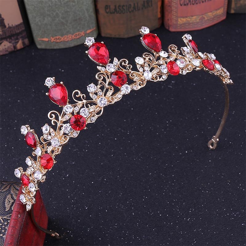 Biały różowy turkusowo-złota czerwony kryształ diadema biżuteria diadem i korony Bridal Bride Noiva ślubne włosy accesorios mujer corona