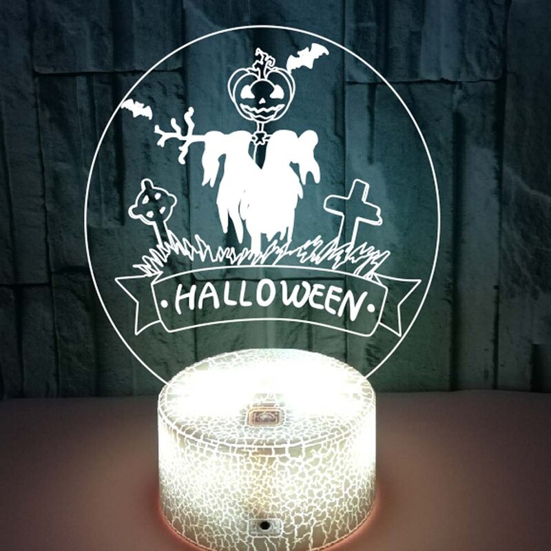 Dekoracyjne na Halloween lampa 3D dyniowy duch światło prezenty zabawki lampka nocna LED z USB 7 zmiana koloru sypialnia stolik nocny lampa