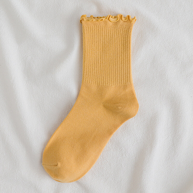 Популярные женские носки Instagram Модные Цветные однотонные носки хлопковые носки женские повседневные желтые белые зеленые розовые фиолетов...